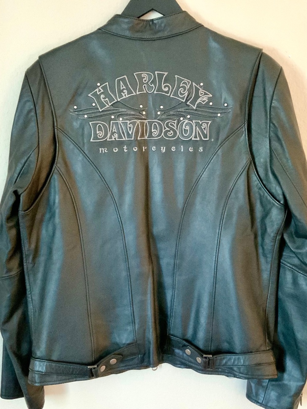 LIKE NEW! Leather Jacket Womens Harley Davidson Motorcycle Size XL Embroidered